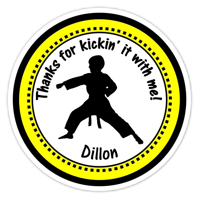 Boy Yellow Karate Birthday Stickers 312y-sticker