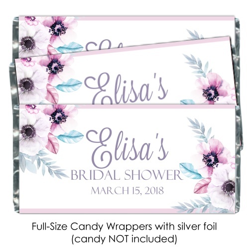 Floral Feather Wedding Candy Wrappers 110-weddingwrappers