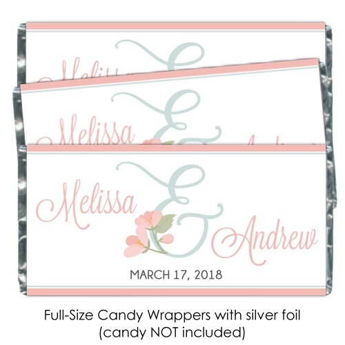 Floral Ampersand Wedding Candy Wrapper Favors 154-candybarwrappers