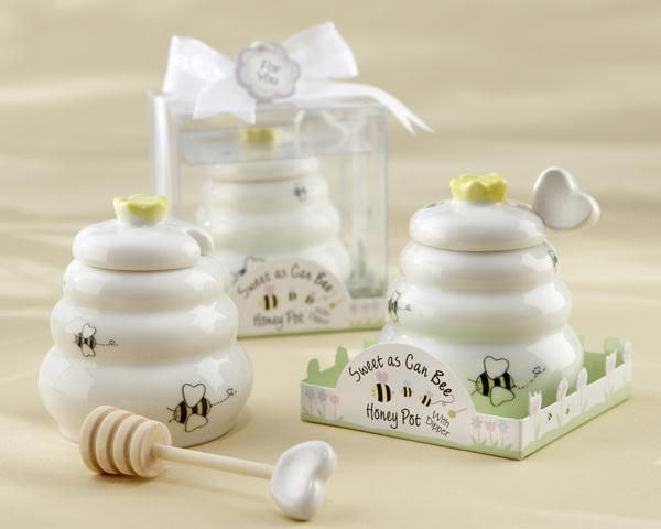 "Sweet As Can Bee" Ceramic Honey Pot with Wooden Dipper 626-BABY