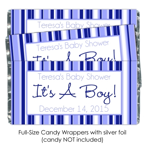 It's A Boy Blue Striped Baby Shower Candy Wrappers 175-BABY