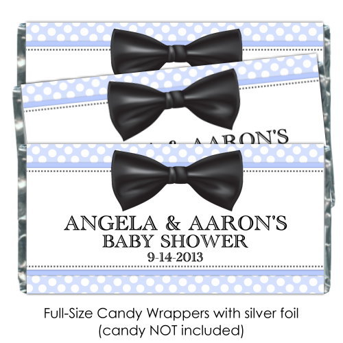 Blue Polka Dot with Bow Tie Baby Shower Candy Wrappers 176-BABY