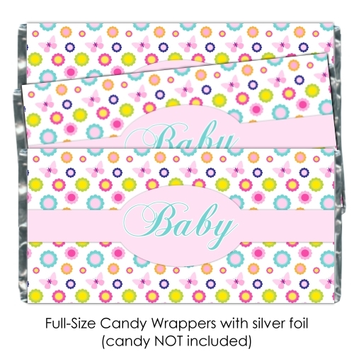 Floral Butterfly Baby Shower Candy Wrappers 180-BABY