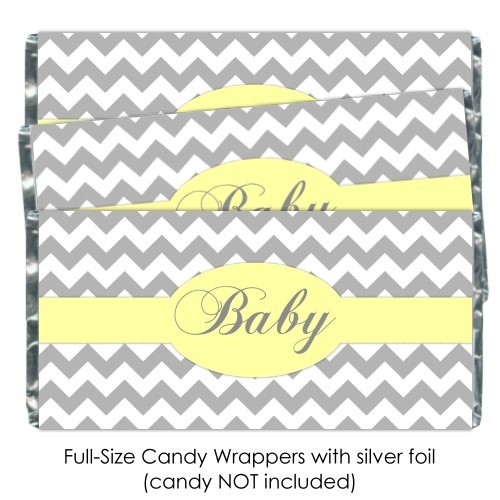 Gray Chevron with Yellow Baby Shower Candy Wrappers 181-BABY