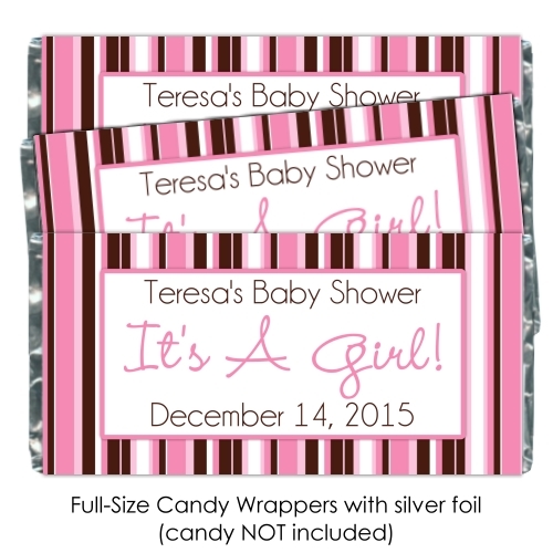 It's A Girl Pink Stripe Baby Shower Candy Wrappers 185-BABY