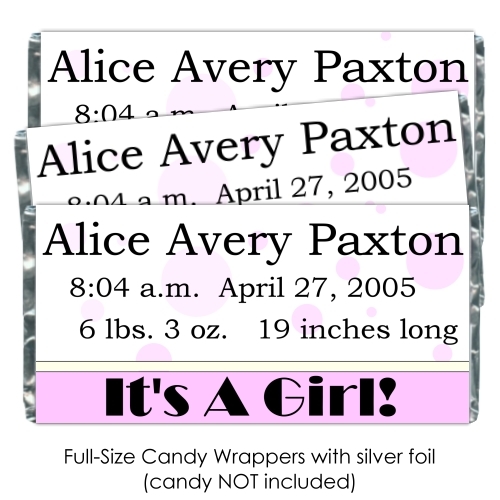 Pink Polka Dot It's A Girl Baby Candy Wrappers 186-BABY