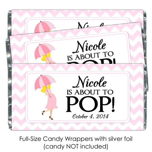 Pink Chevron Blonde Umbrella About to POP Candy Wrappers 192-BABY