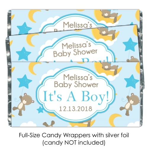 Teddy Bears, Stars and Moon Baby Shower Candy Wrappers 195-BABY