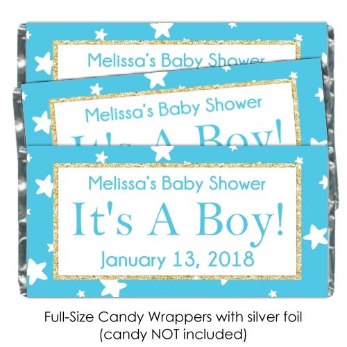 Teal Stars It's A Boy Baby Shower Candy Wrappers 196-BABY