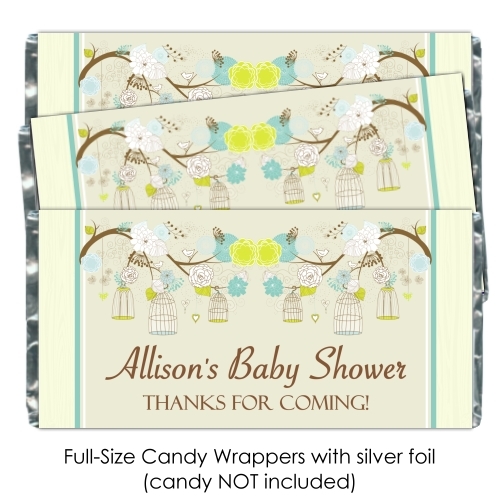 Green and Yellow Birdcage Baby Shower Candy Wrappers 198-BABY