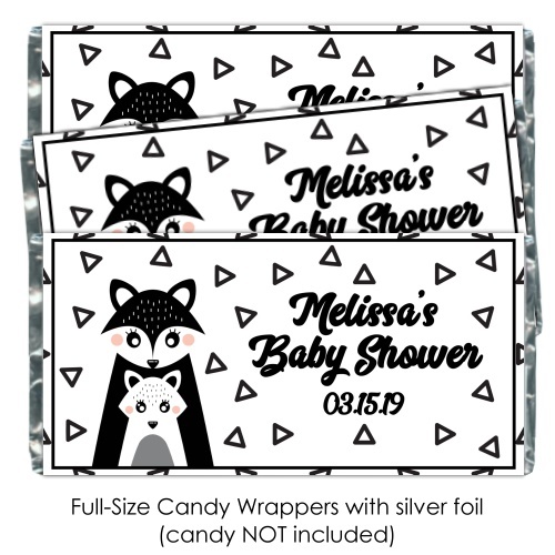 Black and White Mama Fox Baby Shower Candy Wrappers 199-BABY