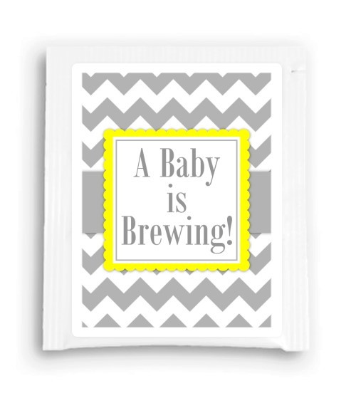 Yellow and Gray A Baby is Brewing Tea Favor 106-TeaFavor