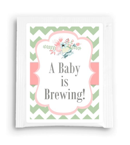 Green and Peach A Baby is Brewing Tea Favor 112-TeaFavor