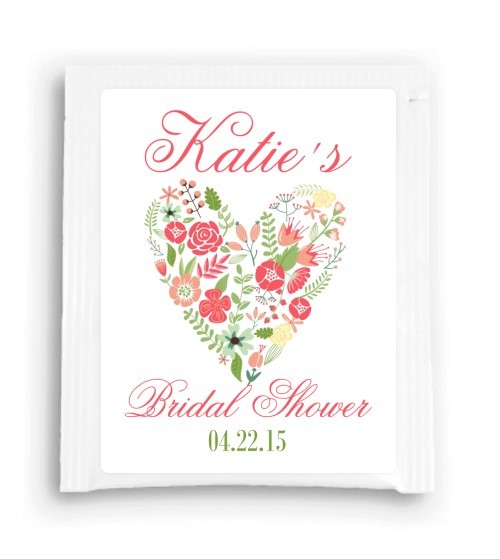 Floral Heart Bridal Shower Tea Bag Favor 203-TeaFavor