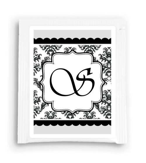 Black Monogram Bridal Shower Tea Bag Favor 207-TeaFavor
