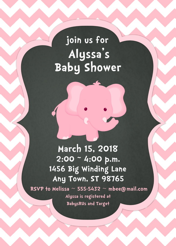 Pink Elephant Baby Shower Invitations 101-BabyShowerInvite