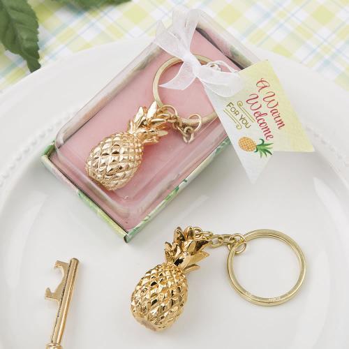 Warm Welcome Collection Gold Pineapple Themed Key Chain 279-UNIQUE