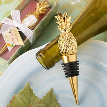 Warm Welcome Collection Pineapple Themed Gold Bottle Stopper 351-WINE