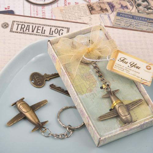 Vintage Airplane Design All Metal Key Chain In Antique Brass Color Finish 302-UNIQUE
