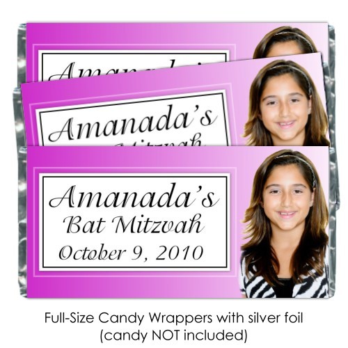 Pink Bar Mitzvah Candy Bar Wrappers 127-J