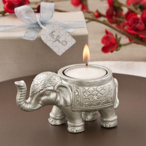 Good Luck Silver Indian Elephant Candle Holder 146-IF