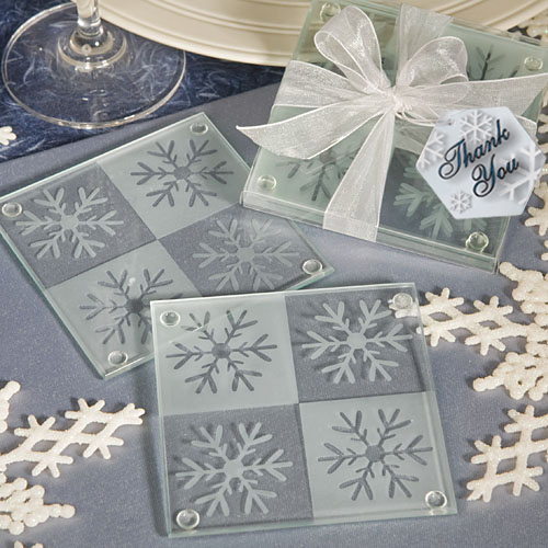 Lustrous Snowflake Glass Coaster Set 158-CMS