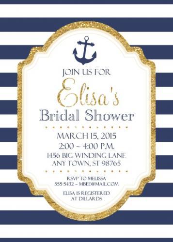 Nautical Bridal Shower Invitations, 5x7 size 103-BridalShowerInvite