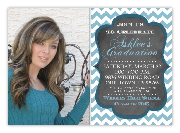 Photo Graduation Invitation - Chalk and Chevron 102-GradInvite