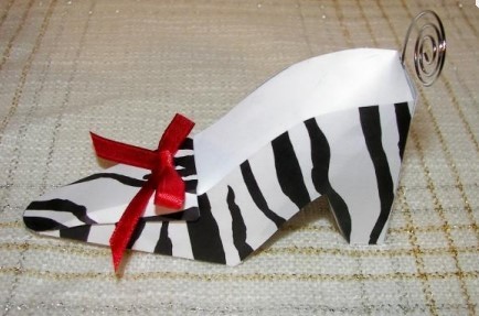 Zebra Shoe Place Card Holder