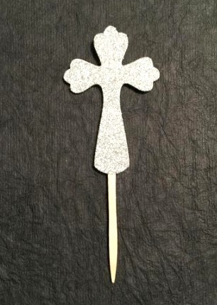 Glittered Cross Cupcake Toppers 247-BC