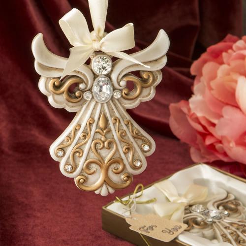Antique Ivory Angel Ornament With Matte Gold Filigree Detail 250-B