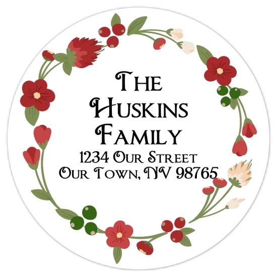 Christmas Floral Wreath Address Stickers 316-sticker