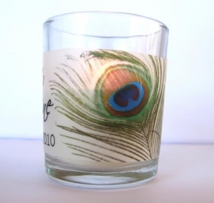 Personalized Peacock Candles Vellum Wrappers