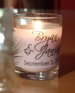 Personalized Peacock Candles Vellum Wrappers