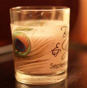 Personalized Peacock Candles Vellum Wrappers