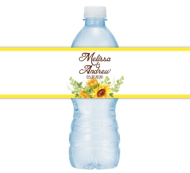 Sunflower Wedding Water Bottle Labels 201-WBL