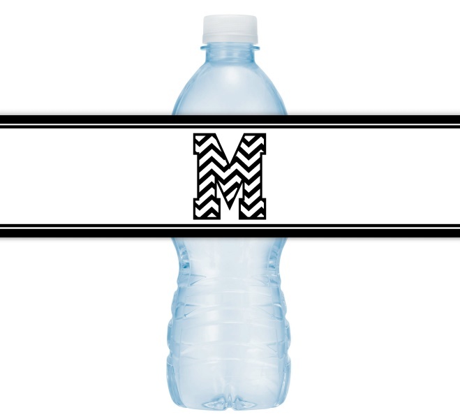 Zebra Monogram Water Bottle Labels 203-WBL
