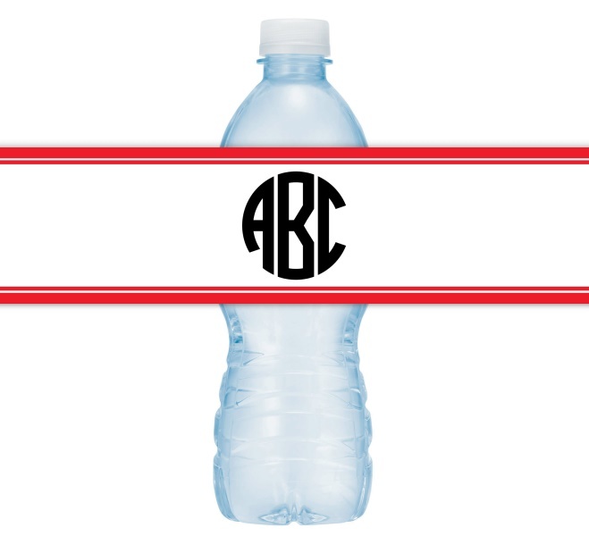 Circle Monogram Wedding Water Bottle Labels 204-WBL