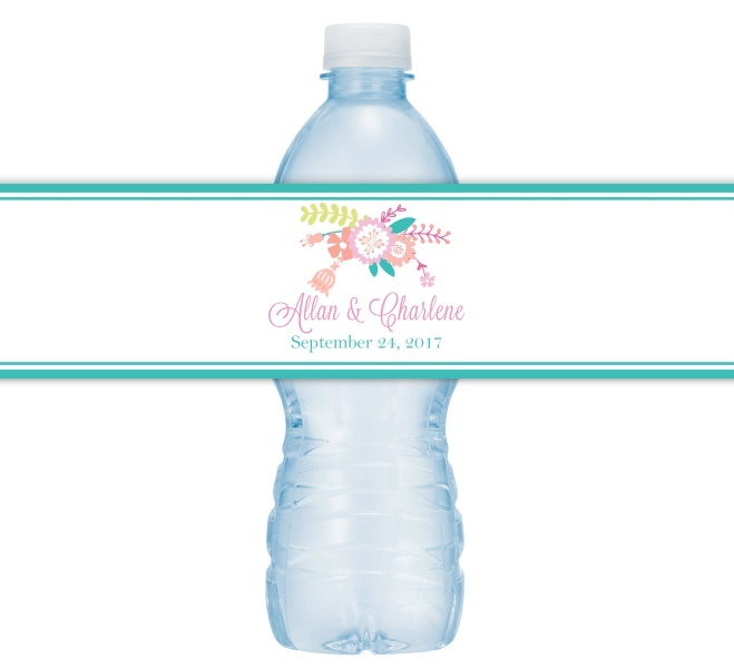 Pastel Floral Wedding Water Bottle Labels 208-WBL