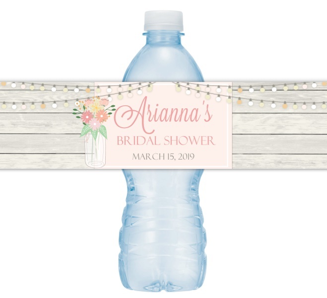 Mason Jar Wedding Water Bottle Labels 215-WBL