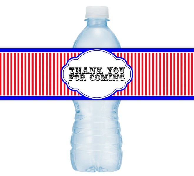 Carnival Circus Themed Thank You Water Bottle Labels 401-WBL