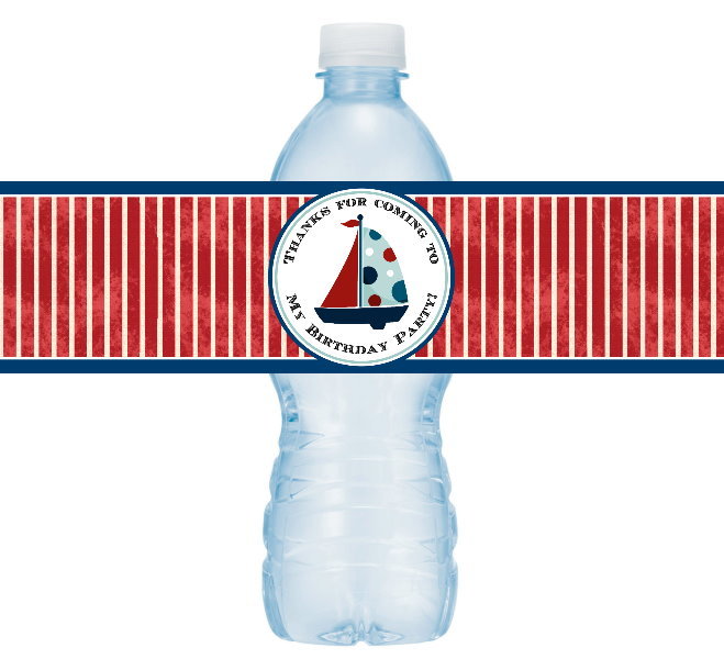 Nautical Birthday Water Bottle Labels 402-WBL