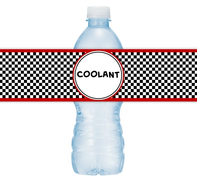 Car "Coolant" Birthday Water Bottle Labels 404-WBL