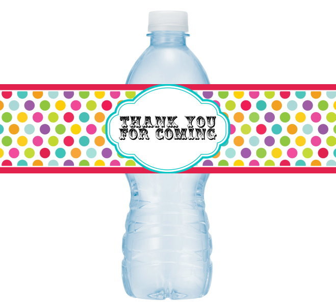 Polka Dot Circus or Carnival Birthday Water Bottle Labels 406-WBL