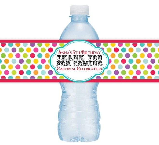 Custom Carnival Water Bottle Labels 409-WBL