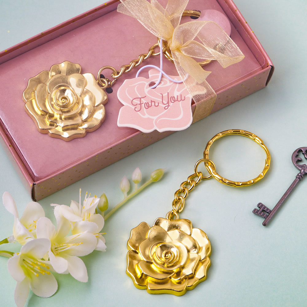Gold Rose Keychain Favor 325-UNIQUE