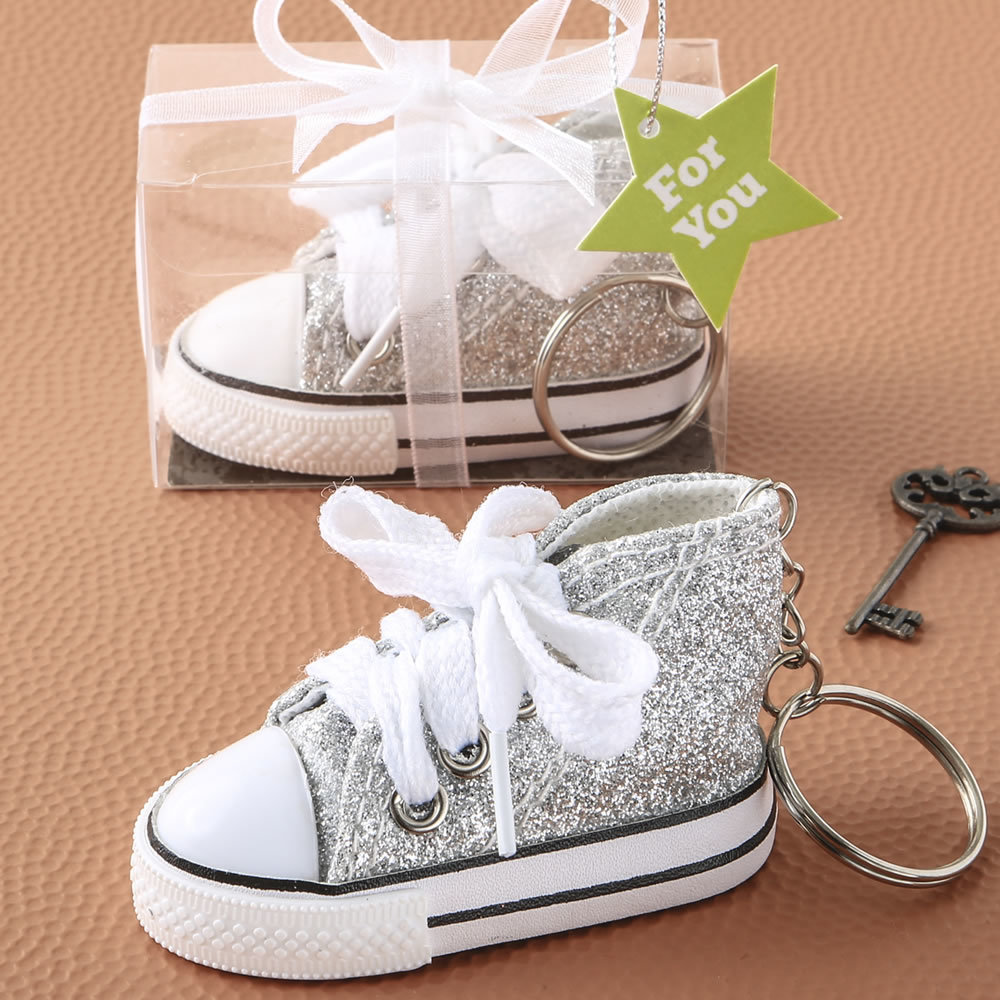 Authentic Canvas Mini Sneaker In The Classic Hi-Top Shape With A Sparkle Silver Glitter Design 242-BABYSILVER