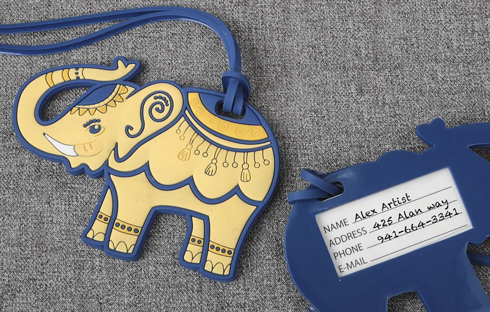 Blue and Cream Elephant Luggage Tags 112LTB-IF