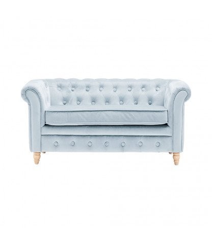 Baby Blue Velvet Kids Chesterfield Sofa