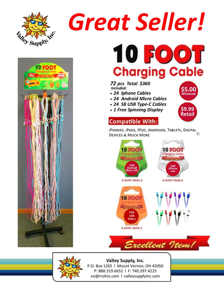 10 Foot PHONE Cables-72 per display